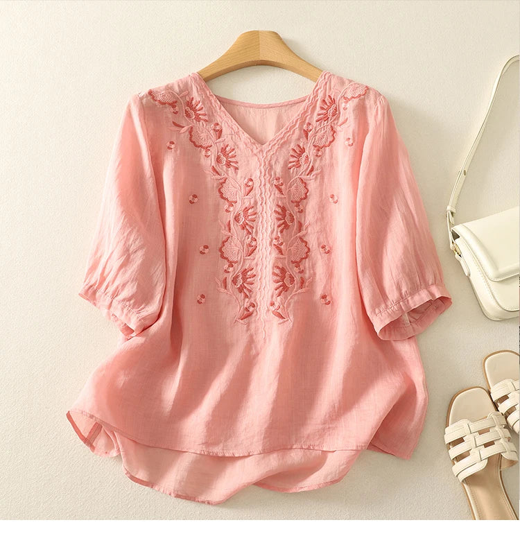 Harper Brooklyn | V-Neck Cotton Blouse