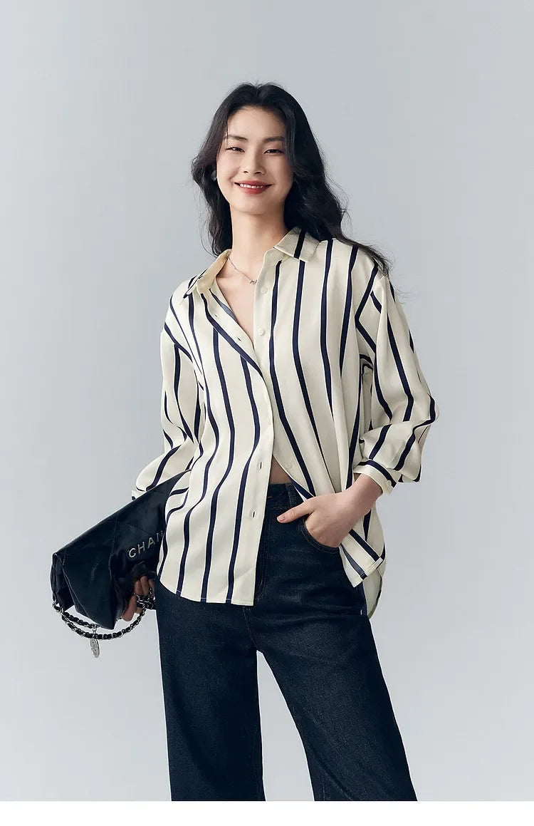 Harper Brooklyn | Satin Blouse | Stripe