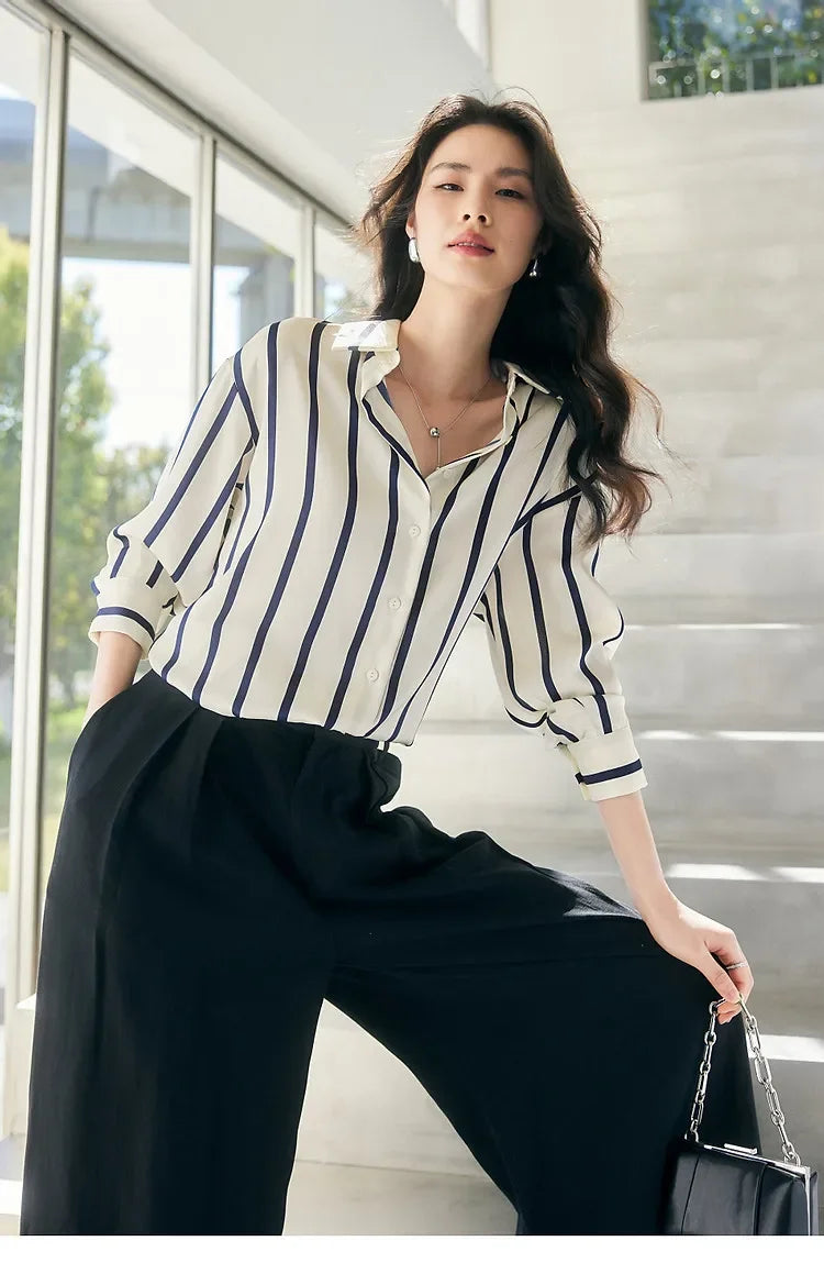 Harper Brooklyn | Satin Blouse | Stripe