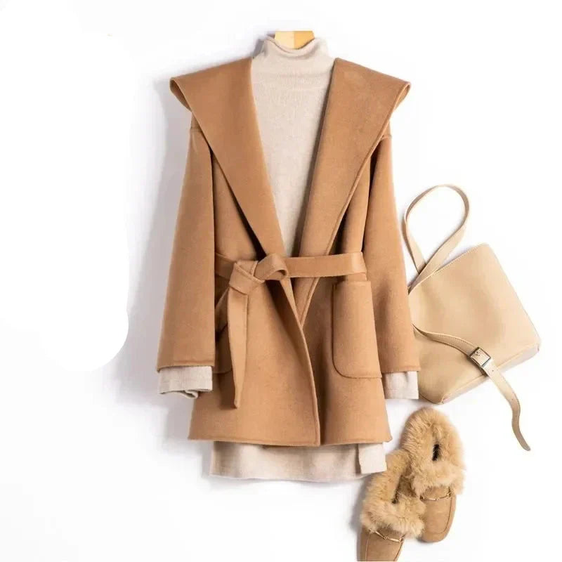 Harper Brooklyn | Long Pointed Coat in Camel Hair