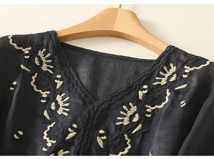 Harper Brooklyn | V-Neck Cotton Blouse
