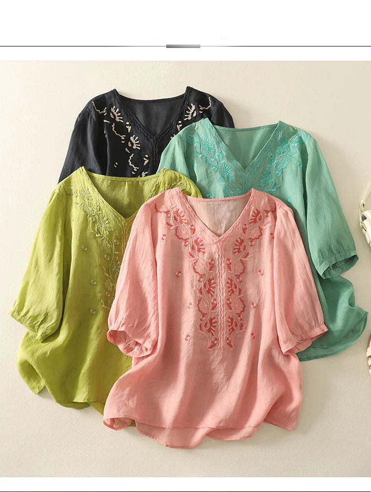 Harper Brooklyn | V-Neck Cotton Blouse