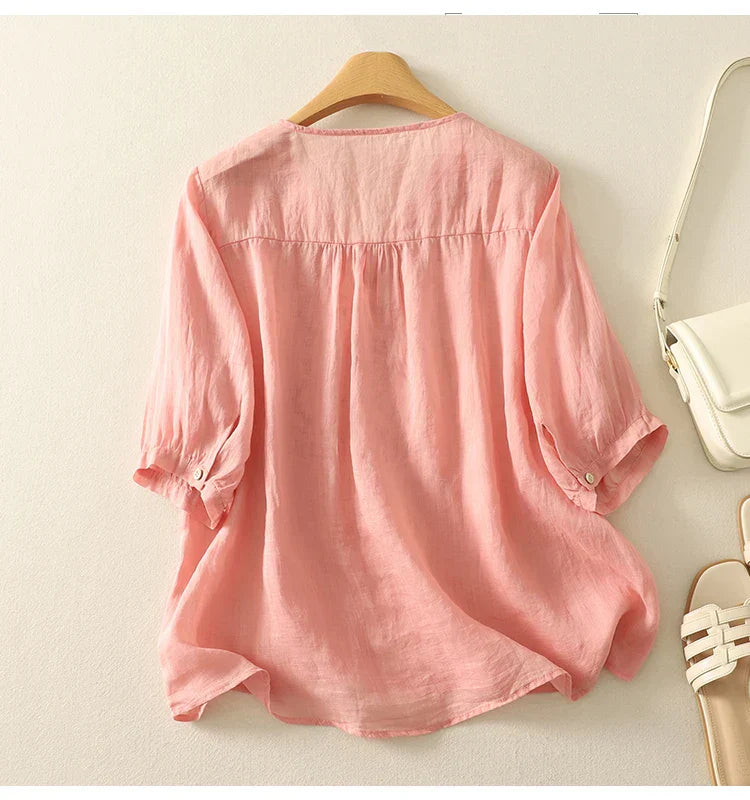 Harper Brooklyn | V-Neck Cotton Blouse