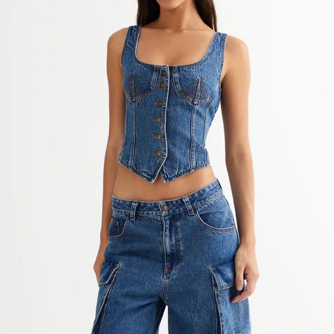 Harper Brooklyn | Denim Vest Top