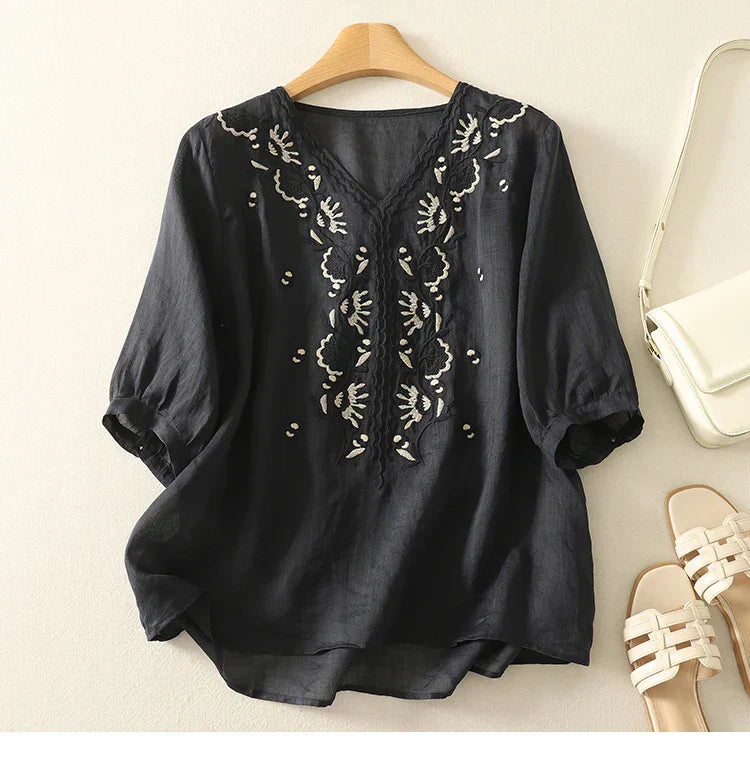 Harper Brooklyn | V-Neck Cotton Blouse