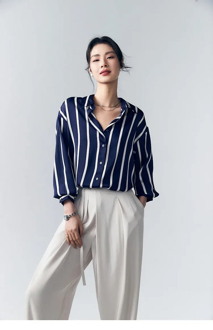 Harper Brooklyn | Satin Blouse | Stripe