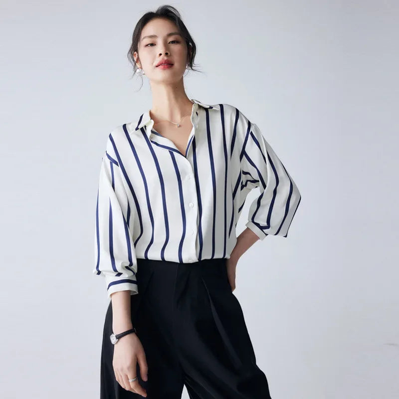 Harper Brooklyn | Satin Blouse | Stripe