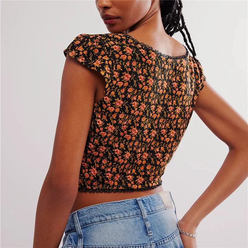Harper Brooklyn | Crop Top - Floral, Ruched