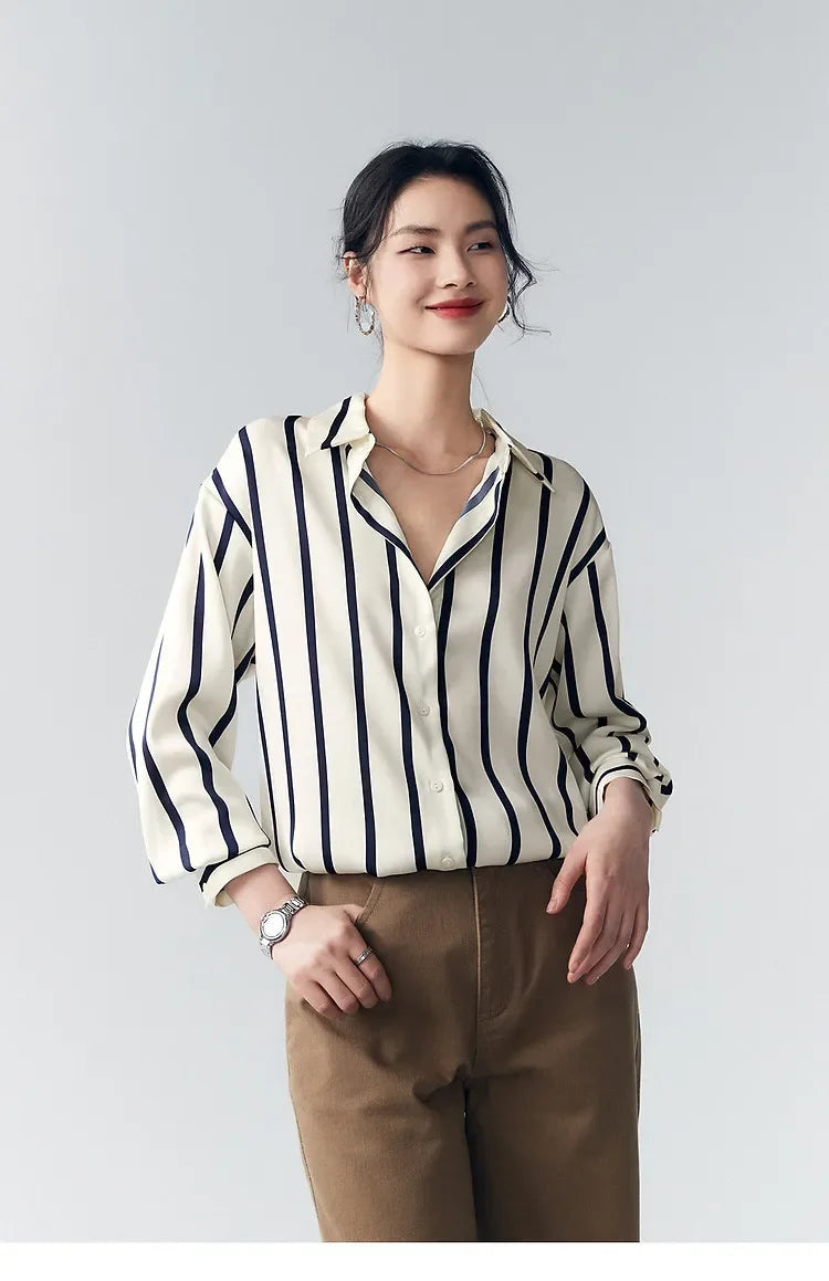 Harper Brooklyn | Satin Blouse | Stripe