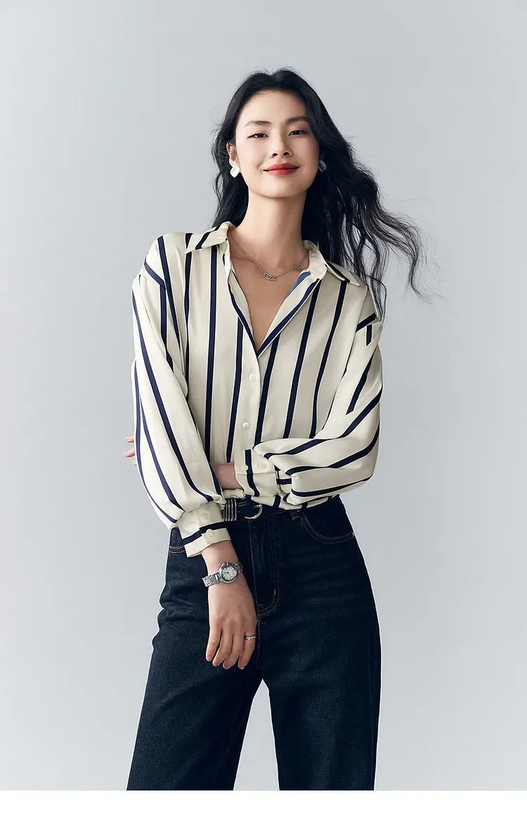 Harper Brooklyn | Satin Blouse | Stripe