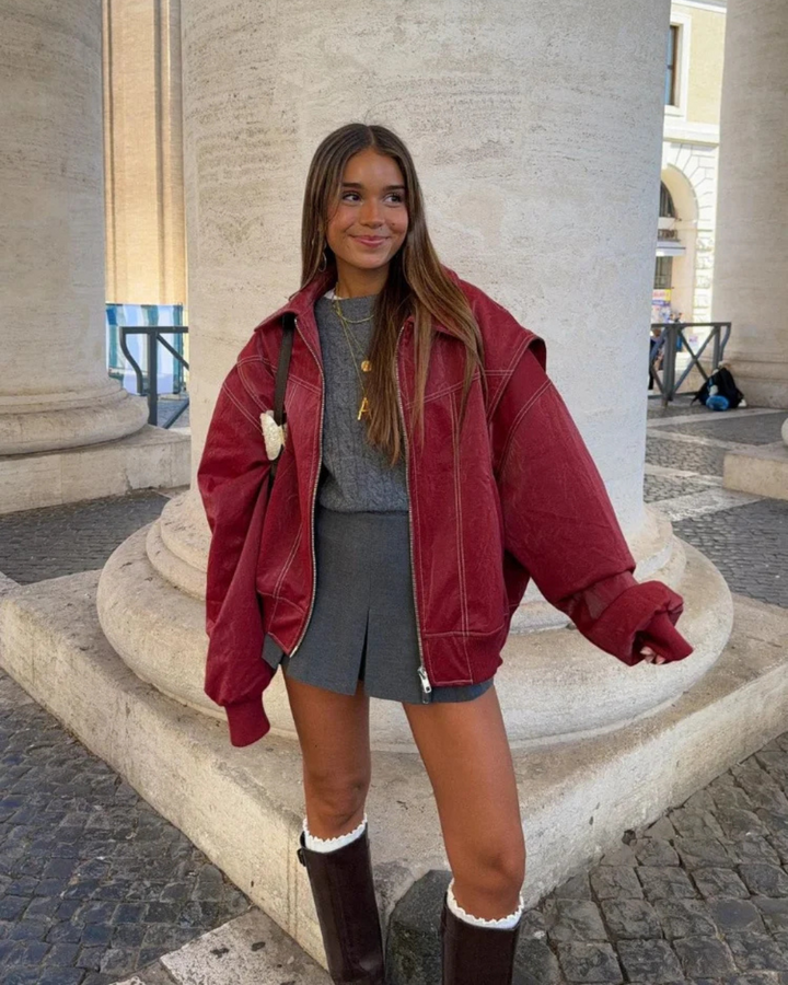 Harper Brooklyn| Oversized Leather Bomber Jacket