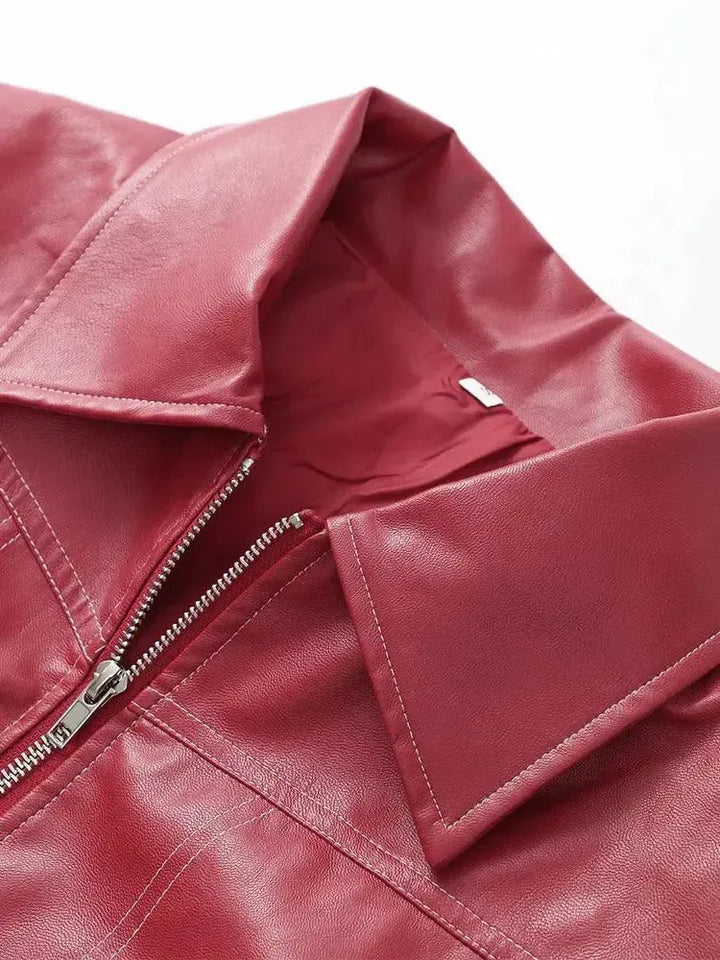 Harper Brooklyn | Glossy vegan leather bomber jacket