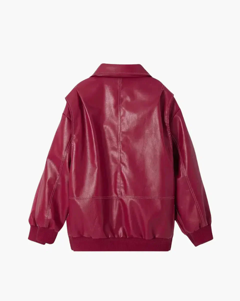 Harper Brooklyn | Glossy vegan leather bomber jacket