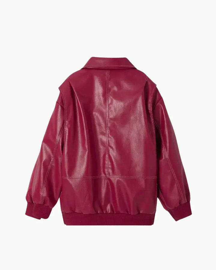 Harper Brooklyn | Glossy vegan leather bomber jacket
