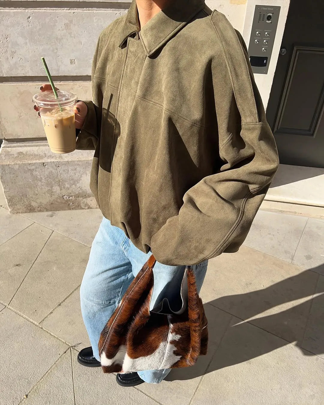 Harper Brooklyn | Faux Suede Bomber Jacket