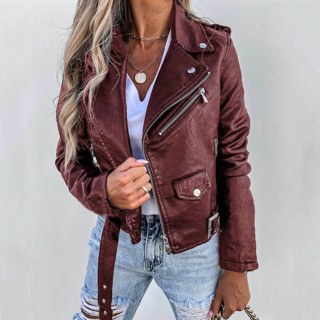 Harper Brooklyn | Women's Zip-Up Biker Jacket
