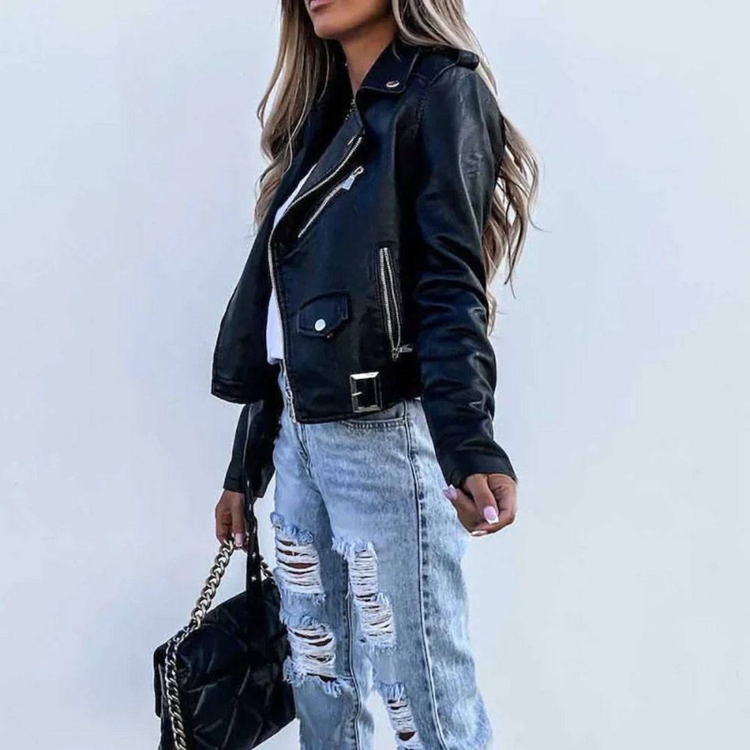 Harper Brooklyn | Women's Zip-Up Biker Jacket