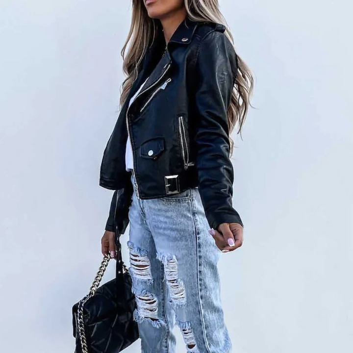 Harper Brooklyn | Women's Zip-Up Biker Jacket