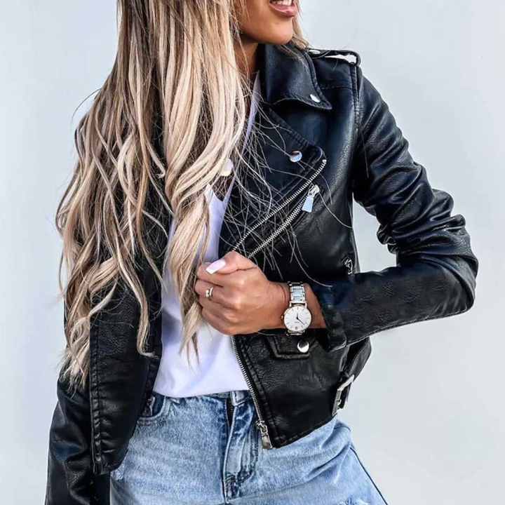 Harper Brooklyn | Women's Zip-Up Biker Jacket