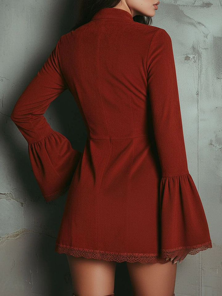 Harper Brooklyn| Mini Dress, Faux Lace, Bell Sleeve