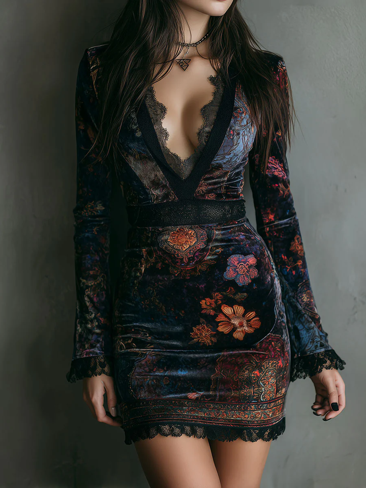 Harper Brooklyn| Mini Dress, Velvet, Fitted Silhouette