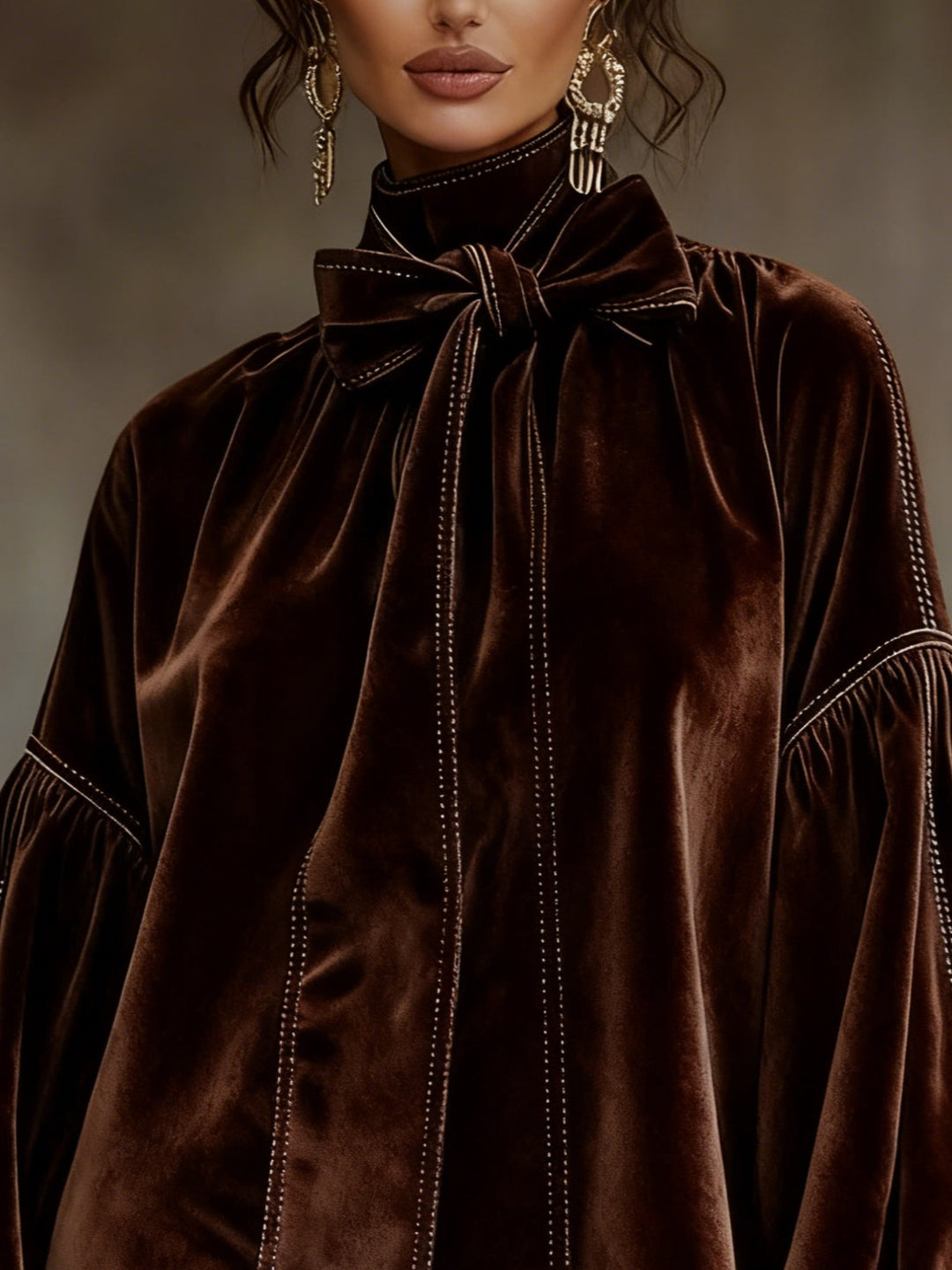 Harper Brooklyn| Mini Dress, Velvet, Lantern Sleeves