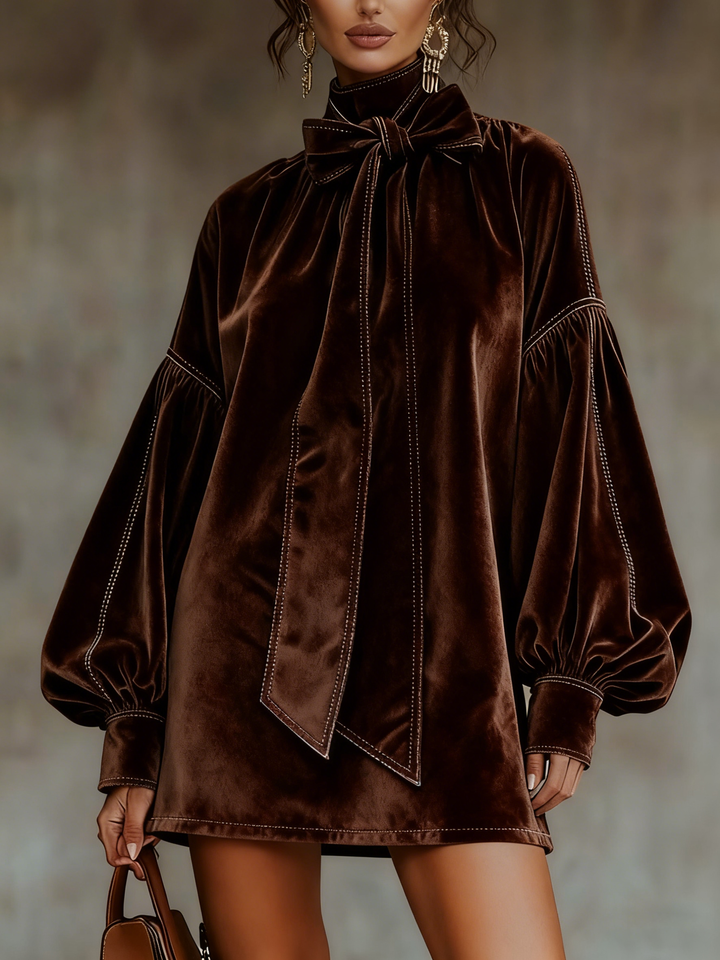 Harper Brooklyn| Mini Dress, Velvet, Lantern Sleeves