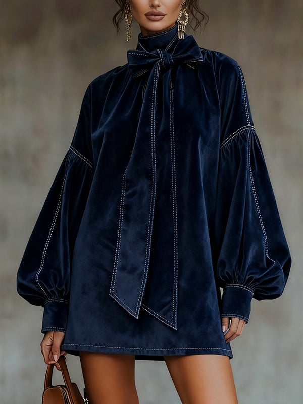 Harper Brooklyn| Mini Dress, Velvet, Lantern Sleeves