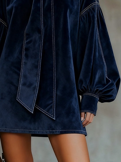 Harper Brooklyn| Mini Dress, Velvet, Lantern Sleeves