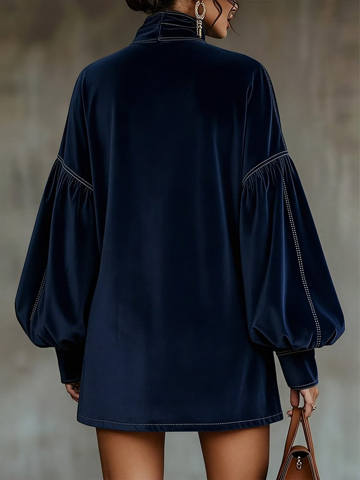 Harper Brooklyn| Mini Dress, Velvet, Lantern Sleeves