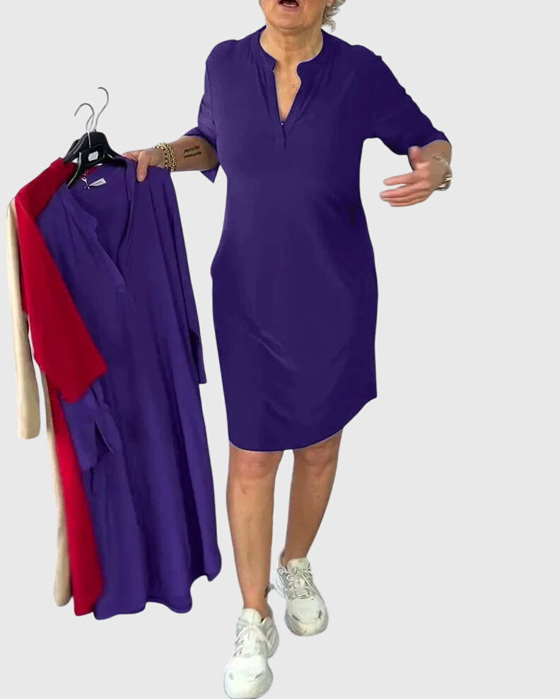 Harper Brooklyn | Solid V-Neck Dress