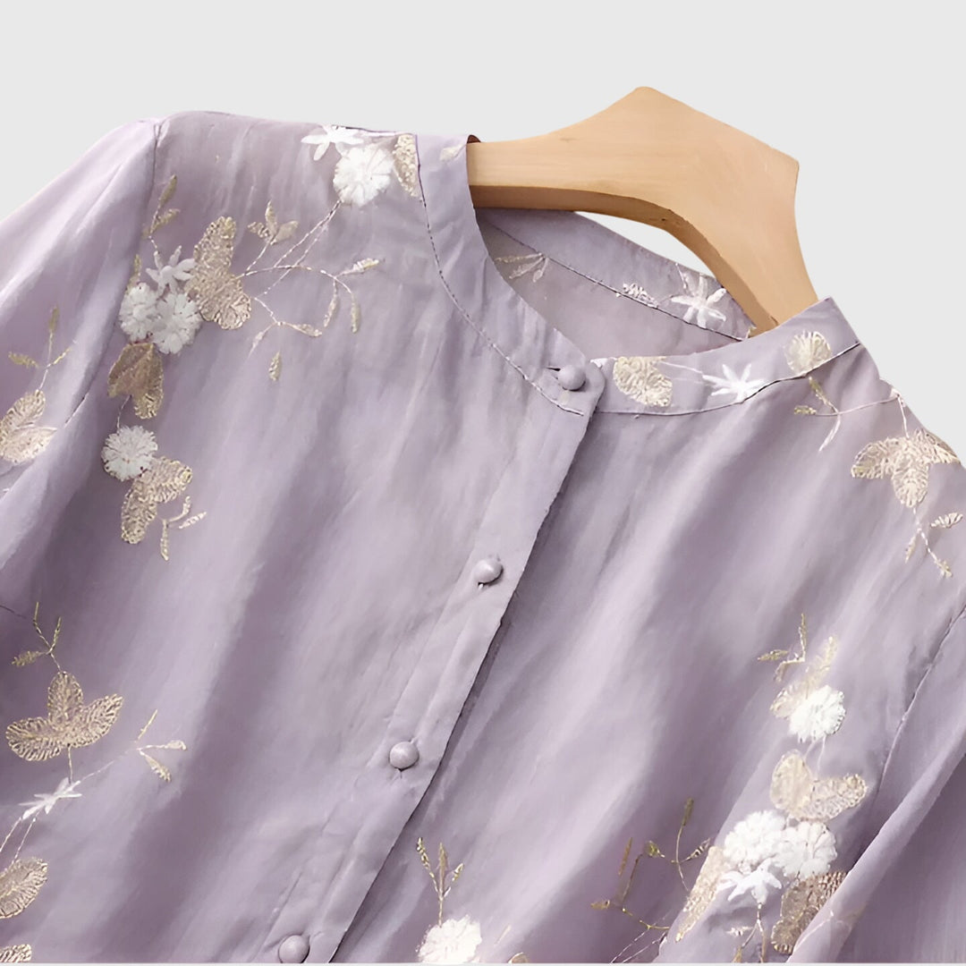 Harper Brooklyn | Top with Embroidered Flowers