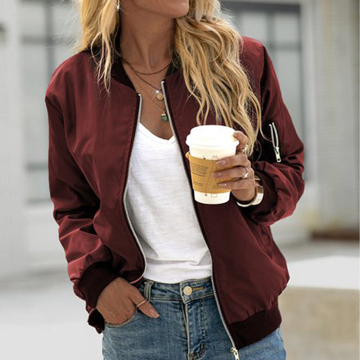 Harper Brooklyn | Women's Casual Zip Up Bomber Jacket