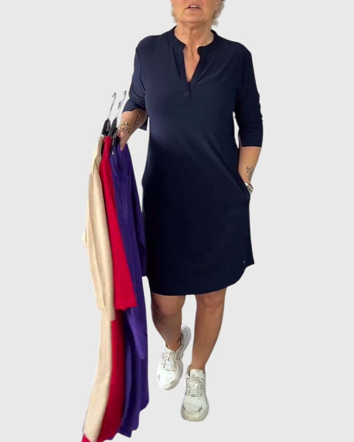 Harper Brooklyn | Solid V-Neck Dress