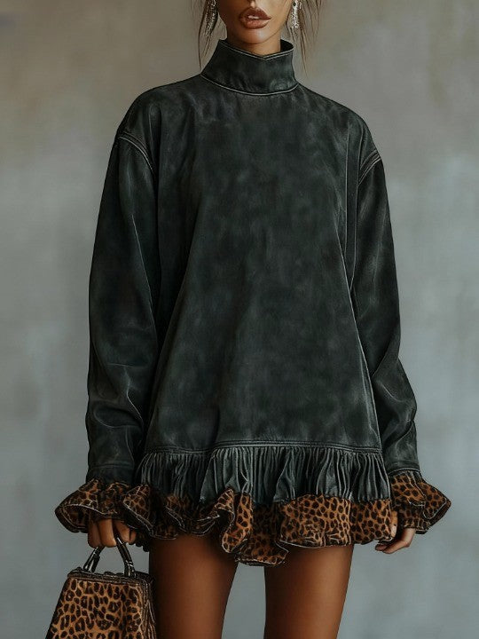 Harper Brooklyn| Mini Dress, Turtleneck, Fit and Flare Style