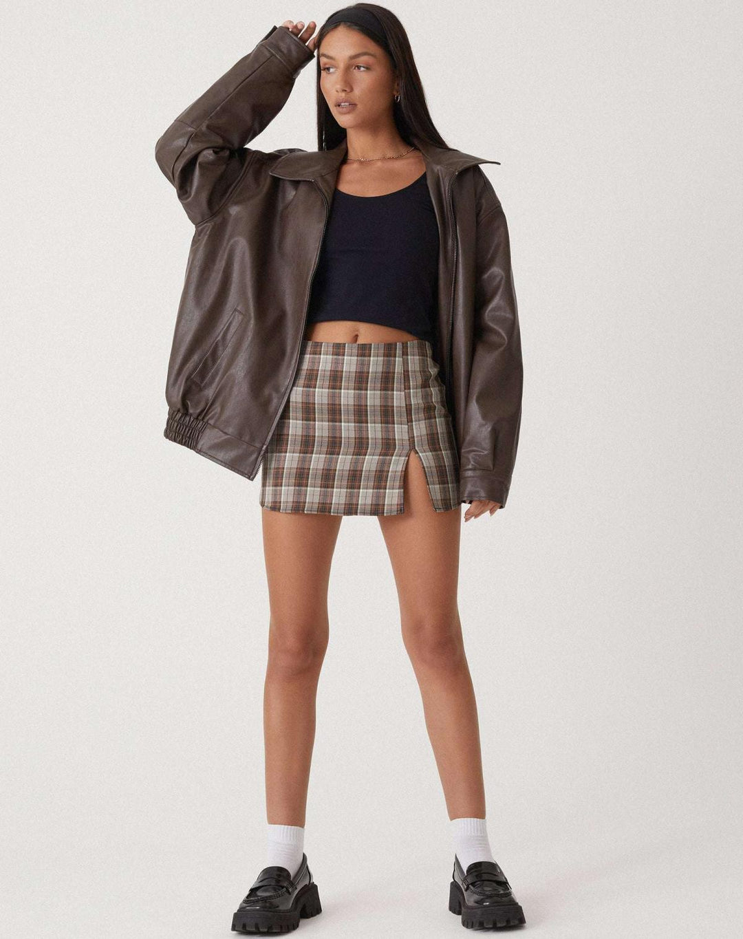 Harper Brooklyn | Women's Oversized Leather Bomber Jacket