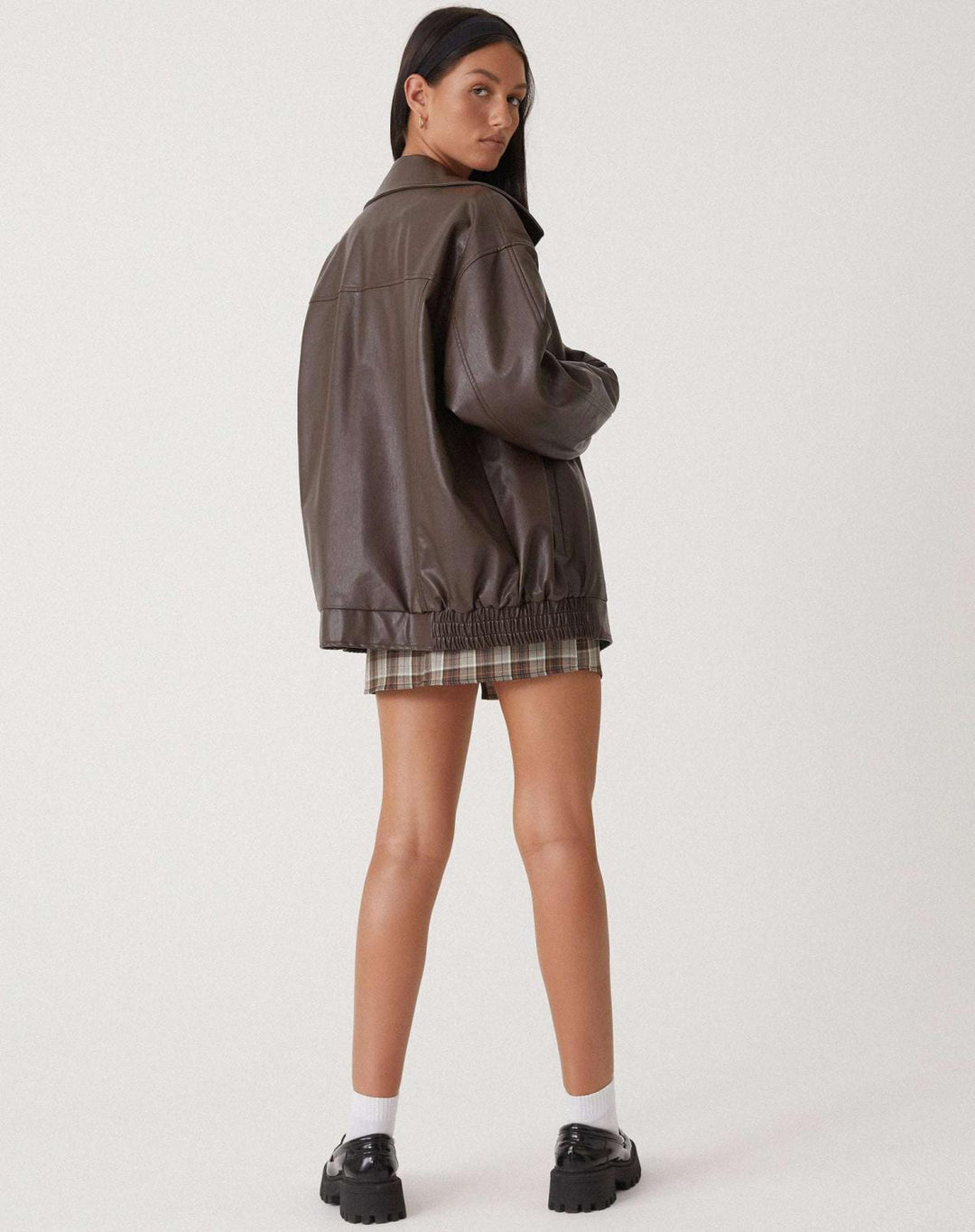 Harper Brooklyn | Women's Oversized Leather Bomber Jacket