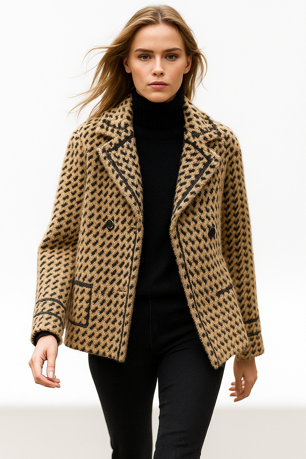 Harper Brooklyn | Houndstooth Knit Jacket