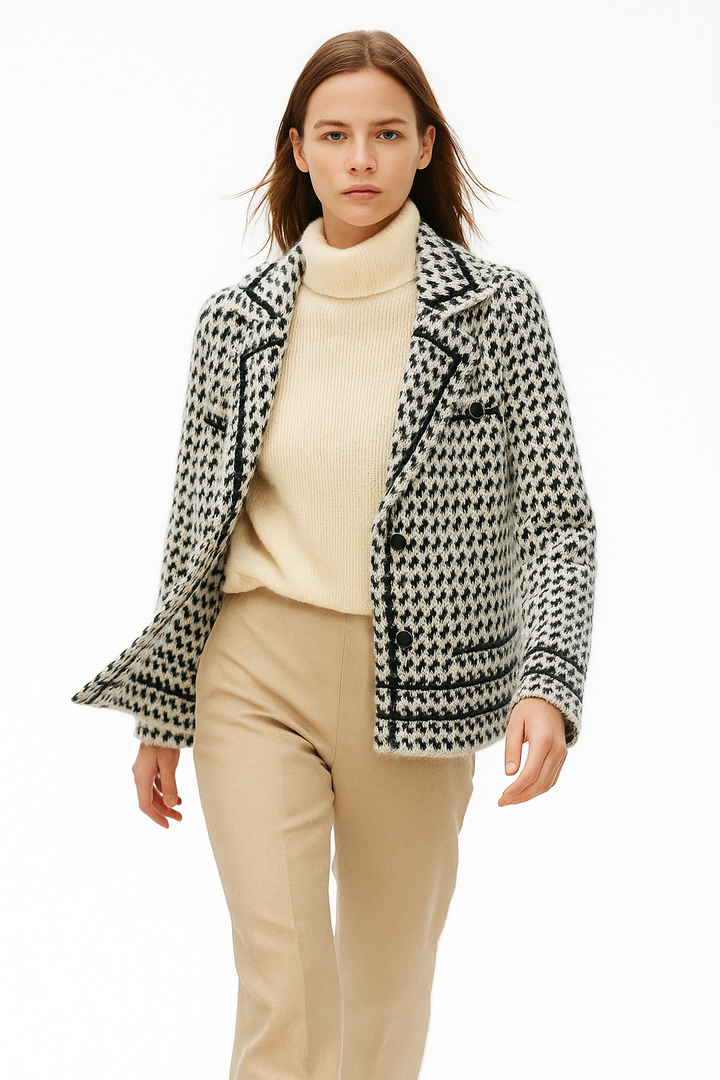 Harper Brooklyn | Houndstooth Knit Jacket