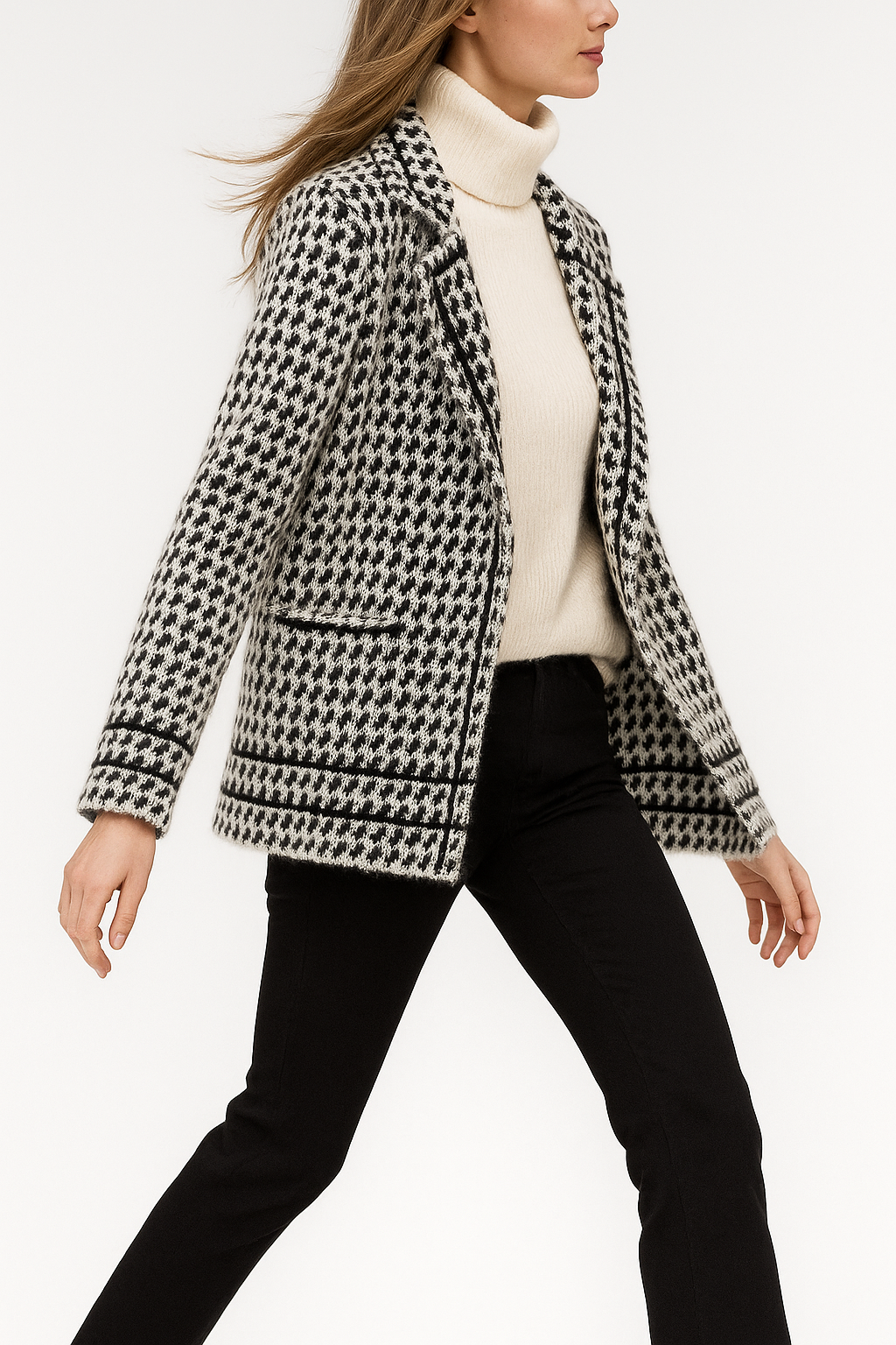 Harper Brooklyn | Houndstooth Knit Jacket